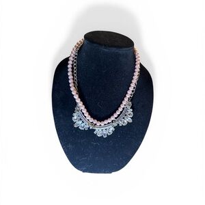 Elegant Pink Pearl and Crystal Statement Necklace